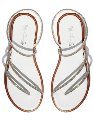 Open image in slideshow, White Crystal Embellished Sandal
