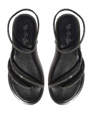 Black Crystal-embellished Leather Sandals