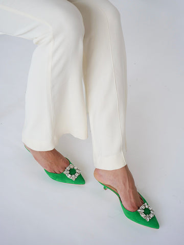 Kelly Green Mules 50 mm